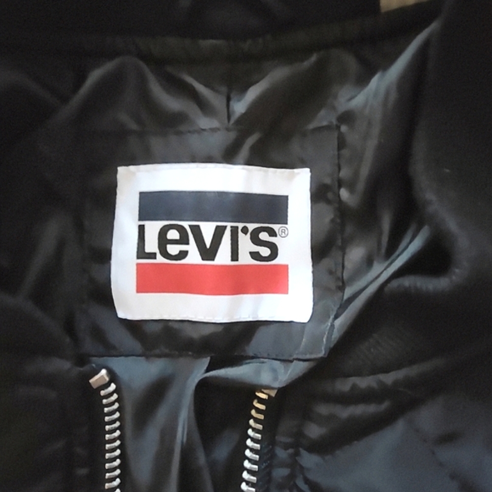 Levi's Quilted Zip Front Nylon Black Bomber Jacket Size XXL - Picture 5 of 8